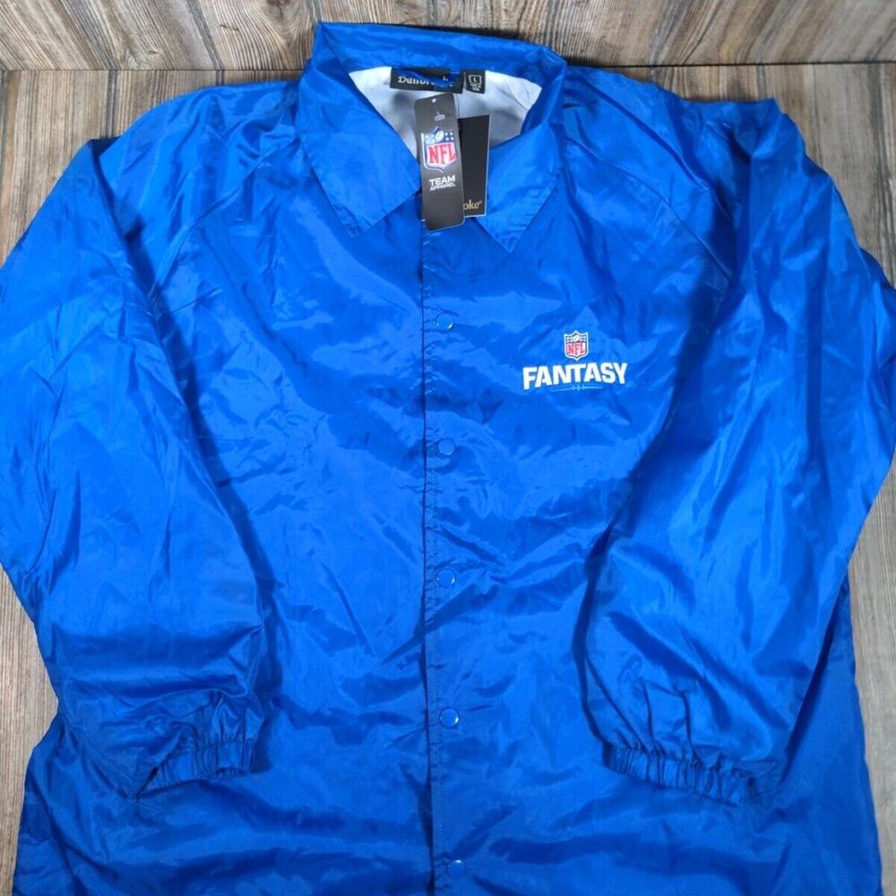 NFL Football Team Apparel Fantasy League Jacket‎ Windbreaker Blue L Dunbrooke
